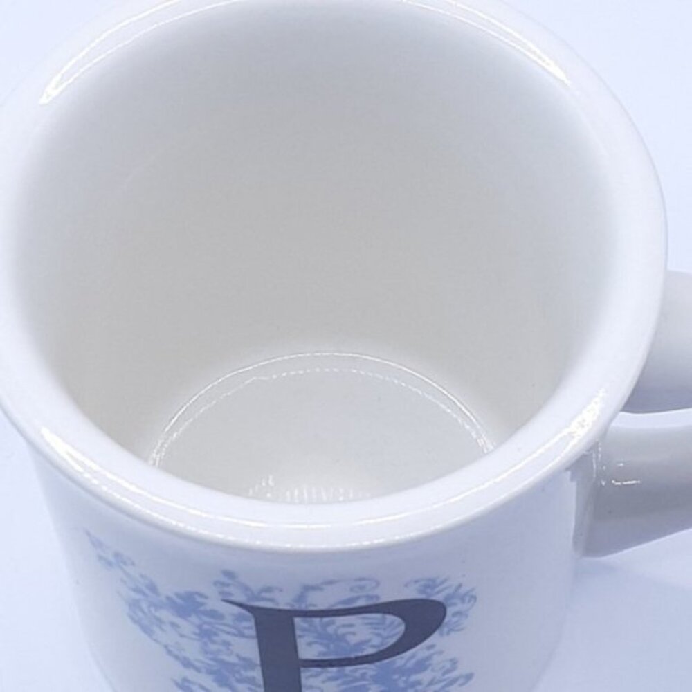 Anthropologie Fishs Eddy Monogram P Mug Ceramic Coffee Cup 14 oz New - Picture 6 of 7